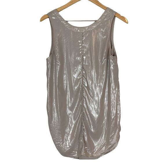 ASTR The Label Champagne Metallic Sleeveless High Hi Low Tunic Top Blouse S - Picture 1 of 9